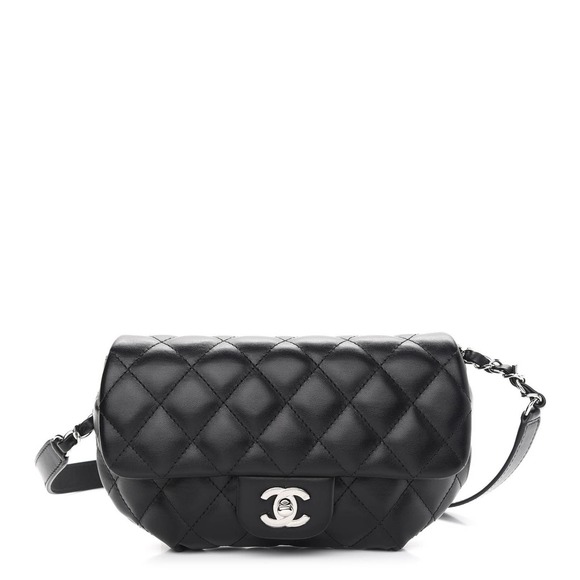 Chanel Uniform Black Quilted Leather Waist-Belt Bag at 1stDibs